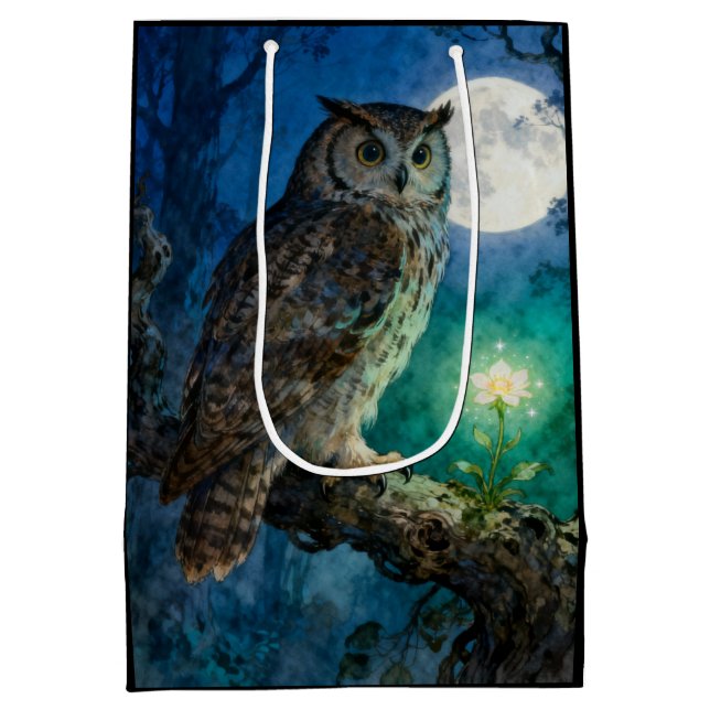 Nacht Eule Mittlere Geschenktüte (Rückseite)