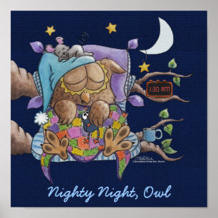 Nacht, Eule Poster