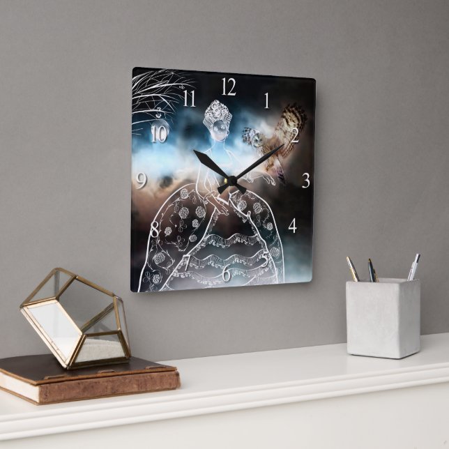 Nacht Eule Quadratische Wanduhr (Büro)