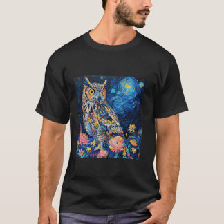 Nacht Eule Van Gogh Malstil Dekorative Haustier B T-Shirt