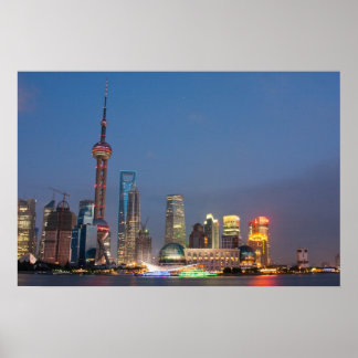 Nacht fällt auf Shanghai China Poster