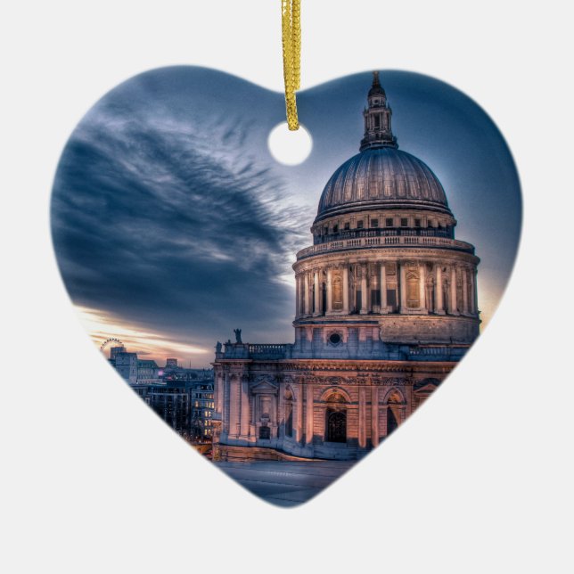 Nacht fällt über St Paul Kathedrale, London Keramikornament (Vorne)