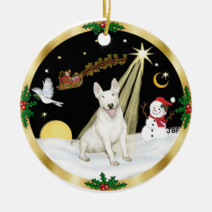 Nacht-Flug - Bull Terrier Keramikornament