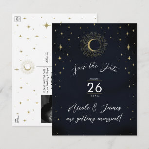 Nacht Gold Himmelssonnenaufgang Foto Save The Date Ankündigungspostkarte