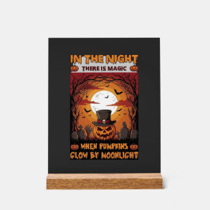 Nacht Halloween Kürbis Zylinder Fledermäuse Friedh Acrylschild