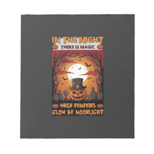 Nacht Halloween Kürbis Zylinder Fledermäuse Friedh Notizblock