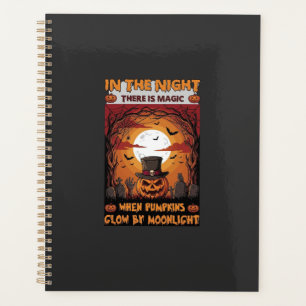 Nacht Halloween Kürbis Zylinder Fledermäuse Friedh Planer