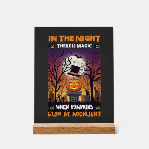 Nacht Halloween Kürbis Zylinder Mond Friedhof Acrylschild