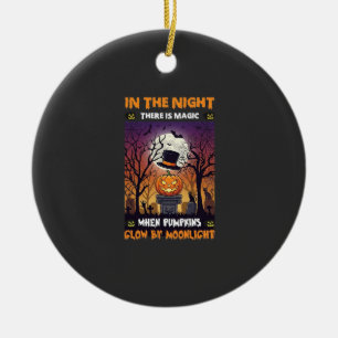 Nacht Halloween Kürbis Zylinder Mond Friedhof Keramik Ornament