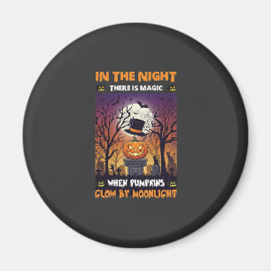 Nacht Halloween Kürbis Zylinder Mond Friedhof Magnet