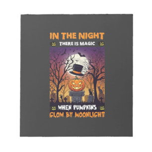 Nacht Halloween Kürbis Zylinder Mond Friedhof Notizblock