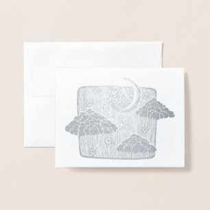 Nacht-Himmel Halbmond Wolken Illustration Folienka Folienkarte