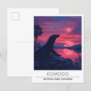 Nacht im Komodo-Nationalpark Indonesien Reise Postkarte
