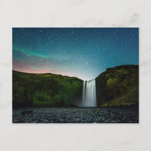 Nacht im Skógafoss Postkarte