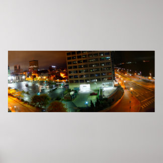 Nacht im Zentrum von Evansville, Indiana Poster