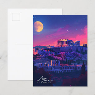 Nacht in Athen Griechenland Reise Postkarte