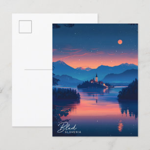 Nacht in Bled Slowenien Reise  Postkarte