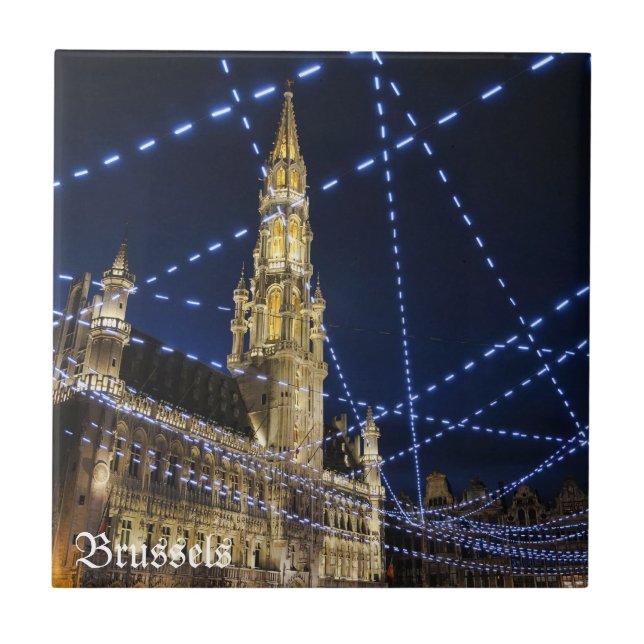 Nacht in Brüssel Fliese (Vorderseite)