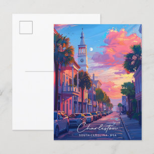 Nacht in Charleston South Carolina USA Reise Postkarte