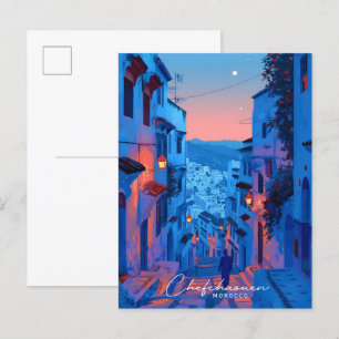 Nacht in Chefchaouen Marokko Reise Postkarte