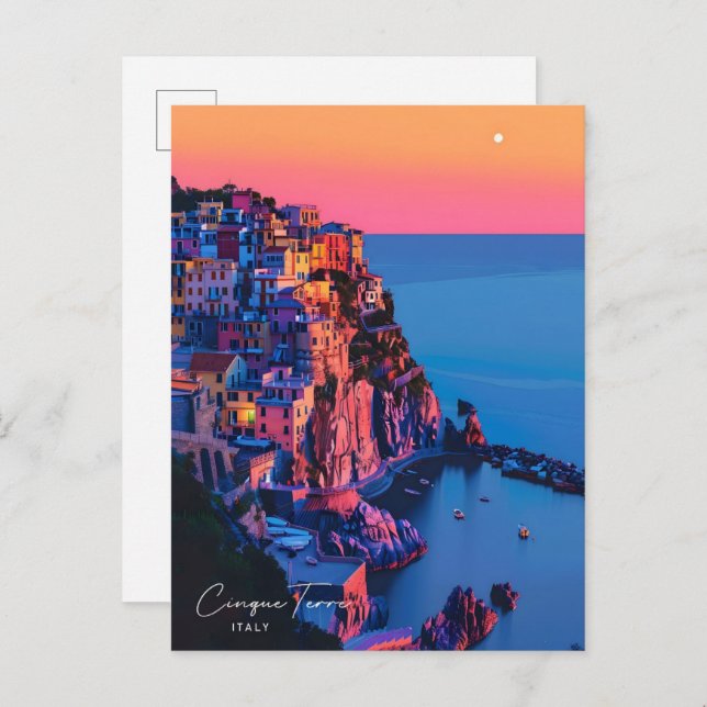 Nacht in Cinque Terre Italia Postkarte (Vorne/Hinten)