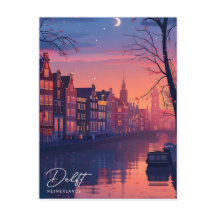 Nacht in Delft Netherlands Vintage Travel