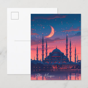 Nacht in der Blauen Moschee Türkei Reise Postkarte