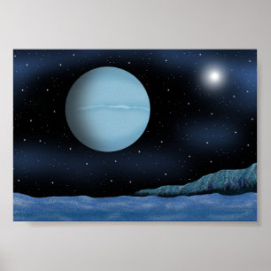 Nacht, in der der blaue Planet leuchtet. Poster
