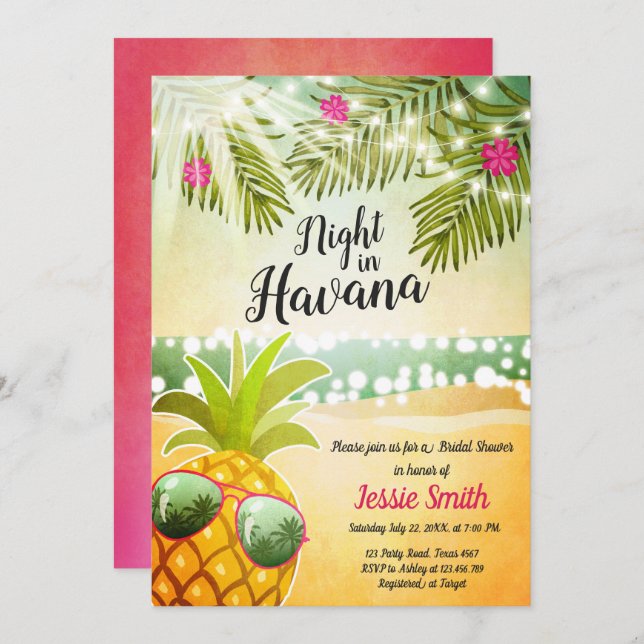 Nacht in der Havana-Brautparty-Einladungs-heißen Einladung (Vorne/Hinten)