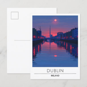 Nacht in Dublin Irland Reise Postkarte