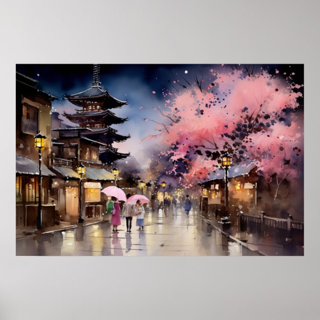 Nacht in Gion - Kunstdrucksammlung Poster (Vorne)