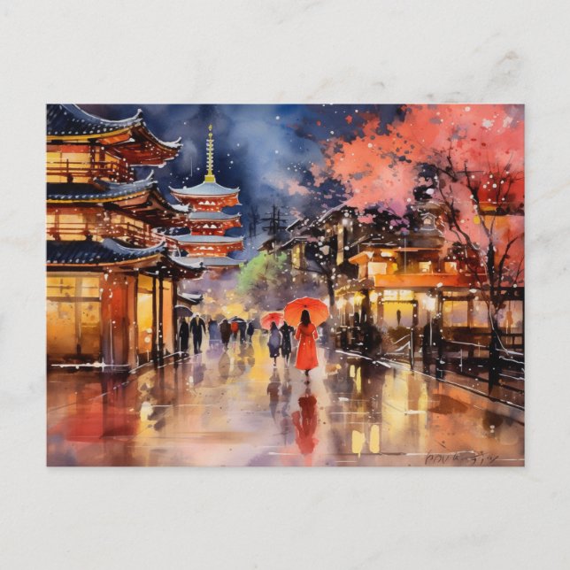 Nacht in Gion - Kunstdrucksammlung Postkarte (Vorderseite)