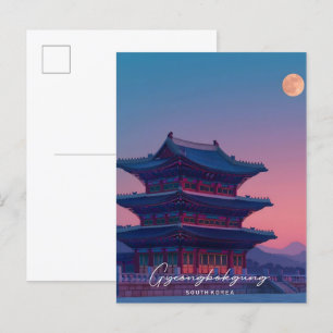 Nacht in Gyeongbokgung Südkorea Reisen Postkarte