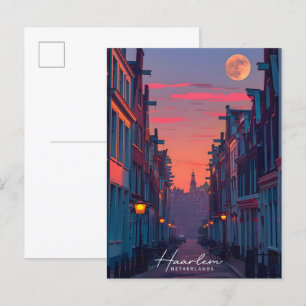 Nacht in Haarlem Netherlands Vintage Travel Postkarte