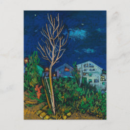 Nacht in Haifa, Stadtbild Landschaftsbild Malerei  Postkarte