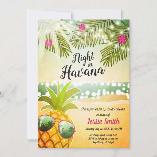 Nacht in Havanna Bridal Dusche Einladung Warme Nac (Vorderseite)