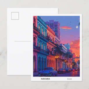 Nacht in Havanna Kuba Reisen Postkarte