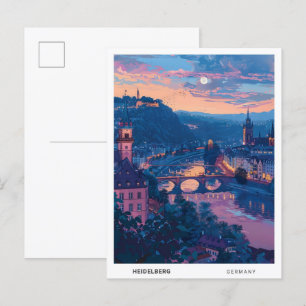 Nacht in Heidelberg Deutschland Reise Postkarte