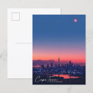 Nacht in Kapstadt Südafrika Vintage Reise Postkarte