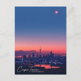 Nacht in Kapstadt Südafrika Vintage Travel Postkarte