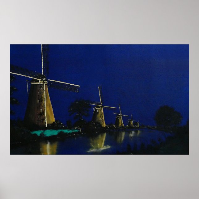 Nacht in Kinderdijk Poster (Vorne)