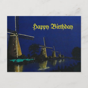 Nacht in Kinderdijk Postkarte