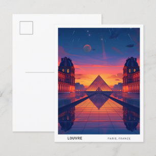 Nacht in Louvre Paris Frankreich Reisen Postkarte
