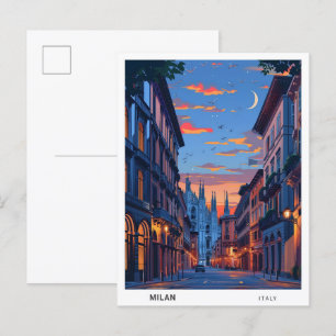 Nacht in Mailand Italien Reise Postkarte