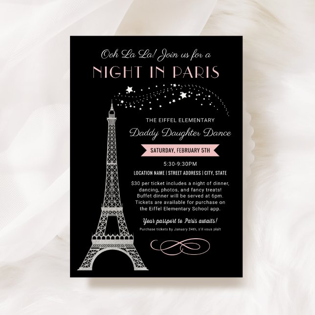 Nacht in Paris Eiffel Tower Daddy Daughter Dance Einladung (Von Creator hochgeladen)