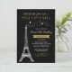 Nacht in Paris Eiffel Tower Gold Sweet 16 Geburtst Einladung (Stehend Vorderseite)