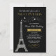 Nacht in Paris Eiffel Tower Gold Sweet 16 Geburtst Einladung (Vorderseite)