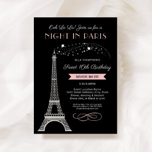 Nacht in Paris Eiffel Tower Sweet 16 Geburtstag Einladung