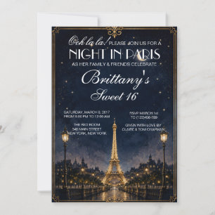 Nacht in Paris Sweet 16 individuelle Einladung