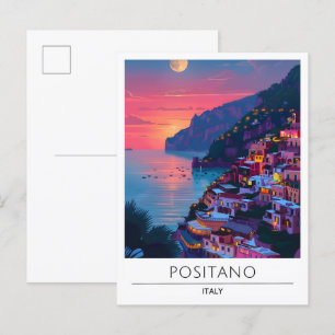 Nacht in Positano Italien Reise  Postkarte